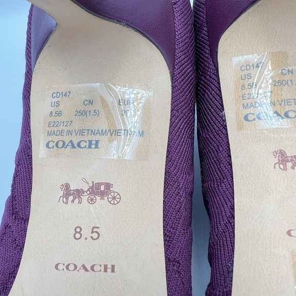 Coach Women's Jade Knit Sock Booties Deep Berry Stretch Knit Sz 8.5 Kitten Heel - Picture 11 of 14